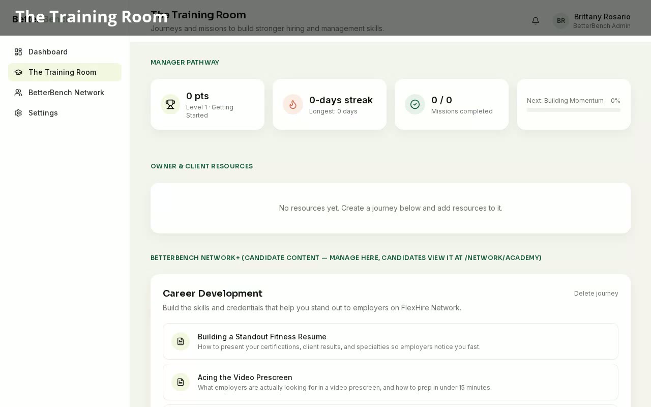 The Training Room learning journeys inside BetterBench